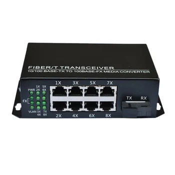 10/100 м 8 порта Ethernet SC gigabit оптичен порт POE медиаконвертер Ethernet суич