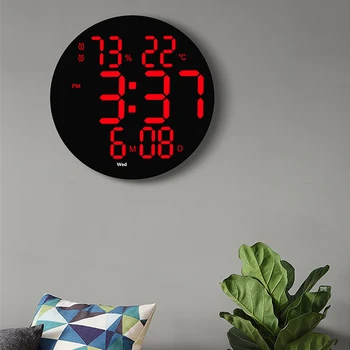 Големи стенни цифров часовник с дистанционно управление, маса памет на температурата, датата, на тока, двоен будилник, led часовници за домашен декор