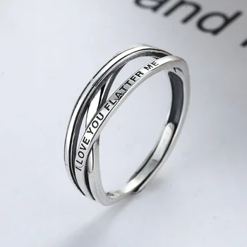 Реколта английски пръстени от сребро 925 проба с отворен край, творческа тайское сребърен заключване, голям пръстен върху показалеца си, за жени и за мъже