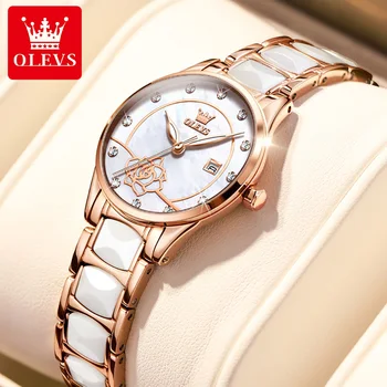 OLEVS 3606 Оригинални кварцови часовници за жени, водоустойчиви, светещи, дамски часовник, календар с цветен циферблат, класически дамски часовник