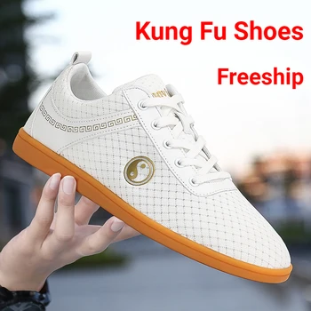 Обувки за кунг-фу, китайски обувки Тайчи, популярна обувки за бойни изкуства унисекс, удобни кожени обувки за ушу, мъжки обувки подметка, дамски