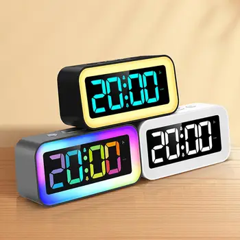 Будилник Нощни часове с RGB ночником Двоен будилник led часовник USB акумулаторна батерия режим на повторение Настолни часовници за деца A G3F1