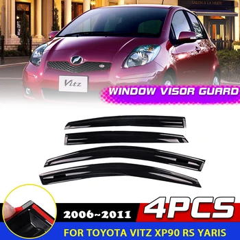 Прозорец Козирка за Toyota Vitz XP90 RS Yaris 2006 ~ 2011 Врата Дим Дефлектор, Защитно покритие, Стикер, Снимки, Аксесоари за Вежди от Дъжд
