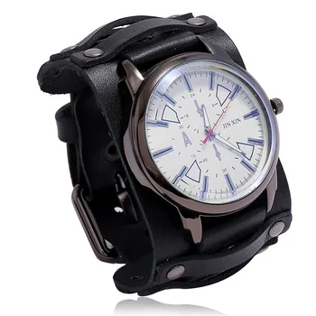 Модерен мъжки часовник Случайни кожена каишка с черни ретро кварцови часовници, Подаръци за мъже ръчен часовник Relogio Masculino