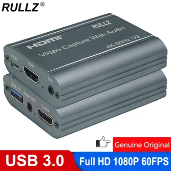 4K 60Hz Контур HDMI Карта Видеозапис аудио изход Слушалки с Микрофон във формат Full HD 1080p Кутия за записване на игри от USB 3.0 Устройство директно излъчване