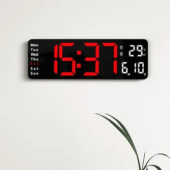 13-инчови дигитални стенни часовници с дистанционно управление, температура, показване на дата, седмица, таймер за обратно отброяване, двоен будилник, led стенни часовници