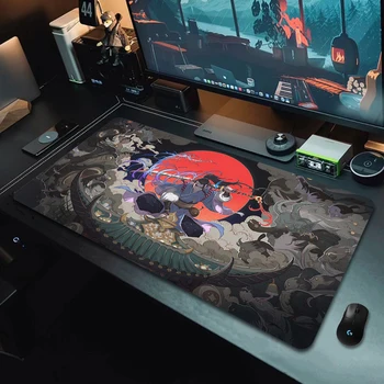 Samurai Японското изкуство Голям е размерът на подложка за мишка от естествен каучук PC Gamer подложка за компютърна игра подложка за мишка Настолен мат определя край на клавиатурата подложки