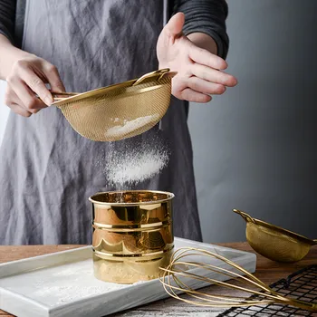 Домакинство кухненски принадлежности Златен инструмент за печене Филтър Взбиватель яйца сито за брашно