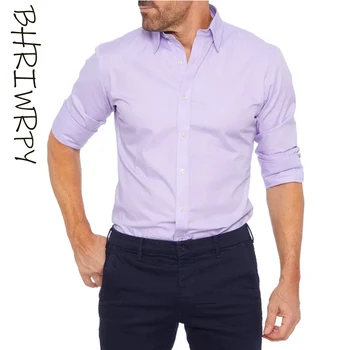 Ризи и блузи, новост 2023 г., мъжки оксфорд риза с цип, мъжки бизнес риза с дълъг ръкав, монофонични топ, мъжки дрехи