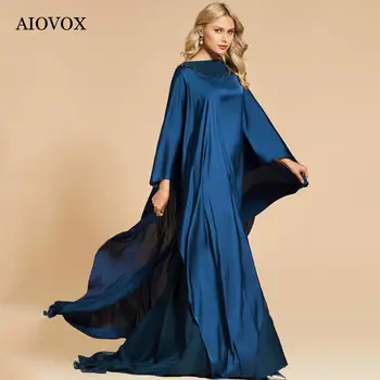 AIOVOX Мюсюлмански Нагънат Вечерни Рокли, с петна, Винтажное Вечерна рокля с високо воротом Дължина до пода с влак, Елегантна Vestido De Noche 2023