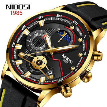 NIBOSI 2023 Мъжки Часовници Най-добрата Марка на Луксозни Силикон Каишка, Кварцов Часовник за Мъже Хронограф Спортни Ръчни Часовници Man Relogio Masculino