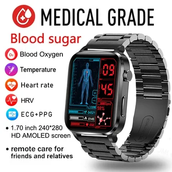 2023 Точно измерване на нивото на захар в кръвта, умни часовници за мъже, лазерно лечение, наблюдение на сърдечната честота, кръвното налягане, здраве, глюкометр, умни часовници