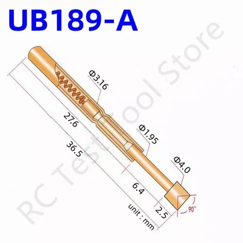 10/50 БР UB189-A Пружинен Тест сонда Тест Габър Пого Пин Тестов инструмент за печатни платки Дължина 36,5 мм Диаметър на закрепване 3,16 мм, Диаметър на главата 4,0 мм Тестов инструмент
