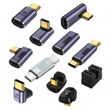 USB C Адаптер U-Образна Прав Ъгъл 40 Gbit/s и USB Type C C Адаптер Преобразувател между мъжете и Жените 100 W За бързо Зареждане на таблета на Macbook