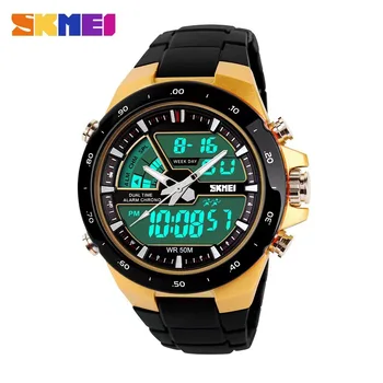 SKMEI 1016, мъжки модни ежедневни часовници-часовник, водоустойчив военни ръчни часовници с двоен дисплей, Relogio Masculino, спортни часовници