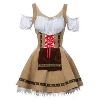 Плюс Размер От Висок Клас Традиционна Немска Бира Костюм Момичета Баварската Октоберфест Дирндл Облечи Хелоуин Cosplay Вечерна Рокля