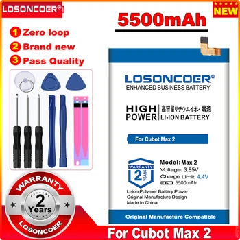 LOSONCOER 0 цикъл на 100% чисто нов акумулатор с капацитет 5500 mah за Cubot Max 2 батерии + безплатни инструменти