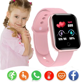 Детски умни часовници, мъжки фитнес-тракери, наблюдение на сърдечната честота, за момчета и момичета, водоустойчиви спортни ръчни часовници, детски умни цифров часовник