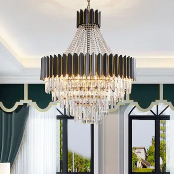 Луксозен 3-цветен модерна led кристален полилей 85 ~ 265 В европейски стил с потъмняване 85 ~ 265 за вътрешния живот, лобито на хотела, декорация на вили