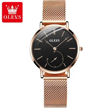 OLEVS, нови кварцови часовници за жени с уникален дизайн стопорной стрелка, елегантна каишка от розово злато, дамски водоустойчив часовник 5190
