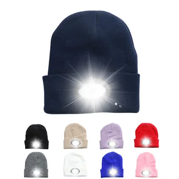 Мощен led налобный фенер, 6LED, вязаная шапчица-бини, акумулаторна лампа, високоговорител, фенерче, шапка за скално катерене, риболов, къмпинг, топла шапка