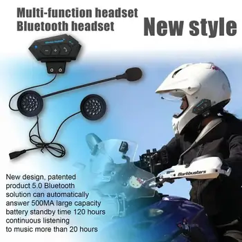 Мотоциклетни слушалки Син Зъб 5.0, универсална безжична слушалка за каска, комплект за повикване микрофон, музикален плейър, за мотоциклет, високоговорител