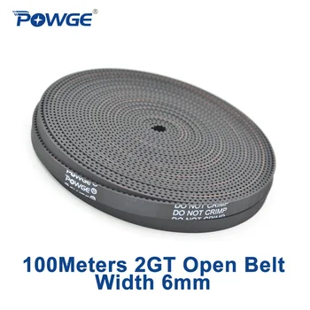 POWGE 100 метра 2MGT 2M 2GT открит синхронно времето колан GT2 2M-6 2GT-6 ширина 6 мм Гума Малка хлабина За движение на 3D принтер