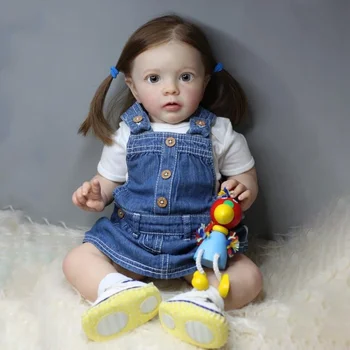 24-инчов Вече Готовата Кукла-Реборн за Деца Missy Реалистична Кукла-Реборн Ръчно изработени от Меко Тяло 3D Кожа С Вкоренените Коса Кукла за Момичета