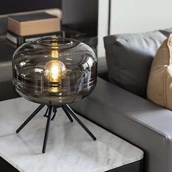 Модерна стъклена настолна лампа, креативна стъклена декоративна лампа, таблица лампа за спални, led лампа, декоративна лампа за дневна