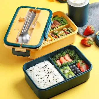 Кутия за бэнто в японски стил за деца, контейнер за студентска храна, материал от слама, пшеница, фланец квадратен обяд-бокс с кабинета