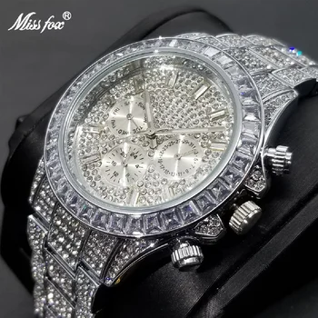 Нови мъжки часовници с муассанитом, най-добрата марка за луксозни кварцов часовник с календар Ice Out, класически дизайн, дисплей седмици, водоустойчиви часовници