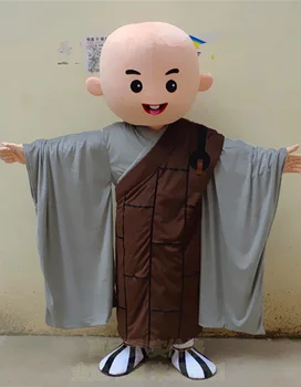 Детски костюм талисман на будистки монах, cartoony костюм талисман за възрастни с кръгла глава, костюм за cosplay на Хелоуин
