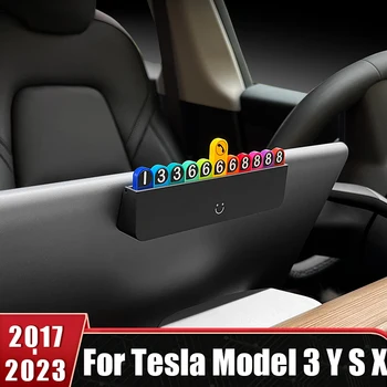 За Tesla, Модел 3 Y S X 2017 2018 2019 2020 2021 2022 2023 Автомобили Временна Парковочная Карта Етикети С Телефонен номер, Аксесоари