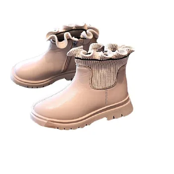 Нова Детски обувки, Обувки за момичета, Зимни обувки за момичета, Непромокаеми Бебешки Зимни обувки от Изкуствена кожа, Кашмир Топли Обувки, Размер 22-36