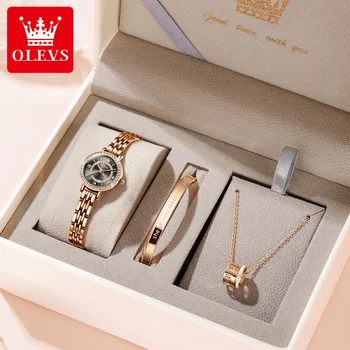 Най-добрите малки дамски часовник-гривна, набор от луксозни кристали, водоустойчиви дамски часовници, подарък кутия с wsop гривна, колие, часовници за момичета