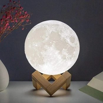 На лунна светлина с 3D принтом, която се презарежда на лунна светлина, led лека нощ, творчески сензорен ключ, на лунна светлина за декориране на спалня, подарък за рожден ден