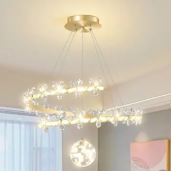 Полилей луксозна лампа за дневна скандинавски креативна лампа за ресторант модерен минималистичен кристал цвете лампа за главната спалня
