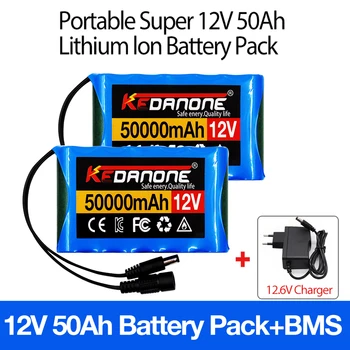 18650 3S2P 12 В 50000mah Оригинална литиево-йонна батерия dc 12,6 В 50Ач, акумулаторна батерия за видеонаблюдение, разменени батерия за монитор фотоапарат + зарядно устройство