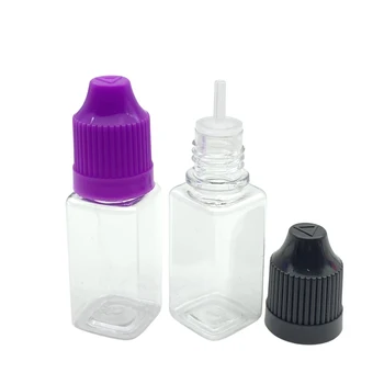 20pcs Е ПАТ квадратна пластмасова бутилка-краен обем от 10 мл със защита от деца капачка за течност за очни капки, прозрачен флакон