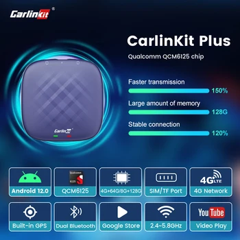 Android 13 CarlinKit TV Box и IPTV Snapdragon QCM6125 Безжичен CarPlay Android Автоматично Адаптер и 4G LTE СИМ Wifi Интернет стрийминг