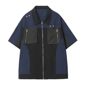 Брандираната мъжки t-shirt, модни лятна тениска с джоб в стил харадзюку, мъжки работни облекла, градинска мода, ризи с къс ръкав в японски стил, Cityboy
