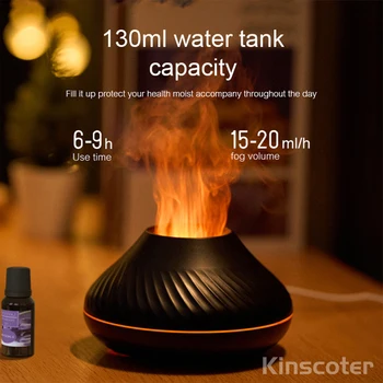 Kinscoter вулканичен ароматни конус може да се добави етерично масло USB преносим 130 мл мини овлажнител на въздуха се използва 6-9 часа