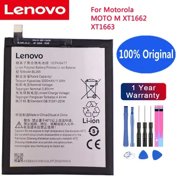BL265 Lenovo 100% оригинална батерия за Lenovo XT1662 Батерия за Motorola MOTO M XT1662 XT1663 3000 mah Батерия за телефон + Инструменти