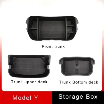За Tesla, модел Y 2021-2023 Преден багажник и верхне-долните задни кутии за съхранение, комплект от 3 теми, аксесоари за изменение