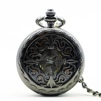 Традиционни китайски механични часовници джоб с китайски възел, черно колие с веригата в ретро стил steampunk, аксесоари, медальон, часовник, подарък