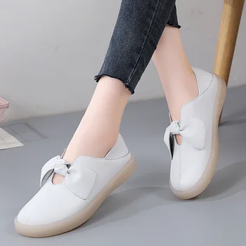 BCEBYL Летни нови малки бели обувки женски 2023, кожена ежедневни спортни обувки, дамски бели обувки за медицински сестри, дамски обувки на плоска подметка