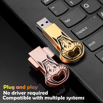 Флаш памет USB 2.0 флаш диск мобилен голям капацитет 128 GB преносим диск устойчив на удари метален диск U-диск, Подарък за рожден ден
