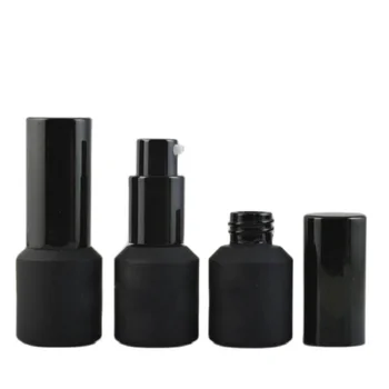 15 МЛ, 20 бр/лот, матиран черен луксозен козметичен флакон-спрей, елегантна стъклена бутилка-помпа за лосион, контейнер за емулсия от черно стъкло 