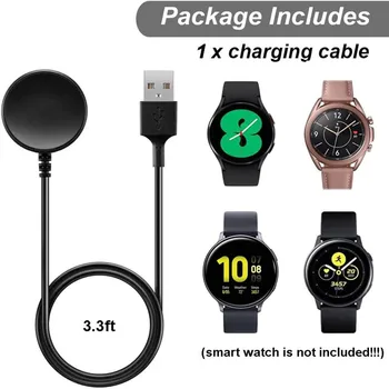 100 см и USB кабел за зареждане на Samsung Galaxy Watch3 Active 2, адаптер за зарядно устройство за смарт часа, зарядно-кабел, аксесоари
