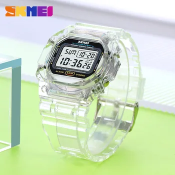 Модни цветни дамски спортни ръчни часовници с прозрачен корпус и каишка, водоустойчиви дамски удароустойчив цифров часовник, подарък за момичета